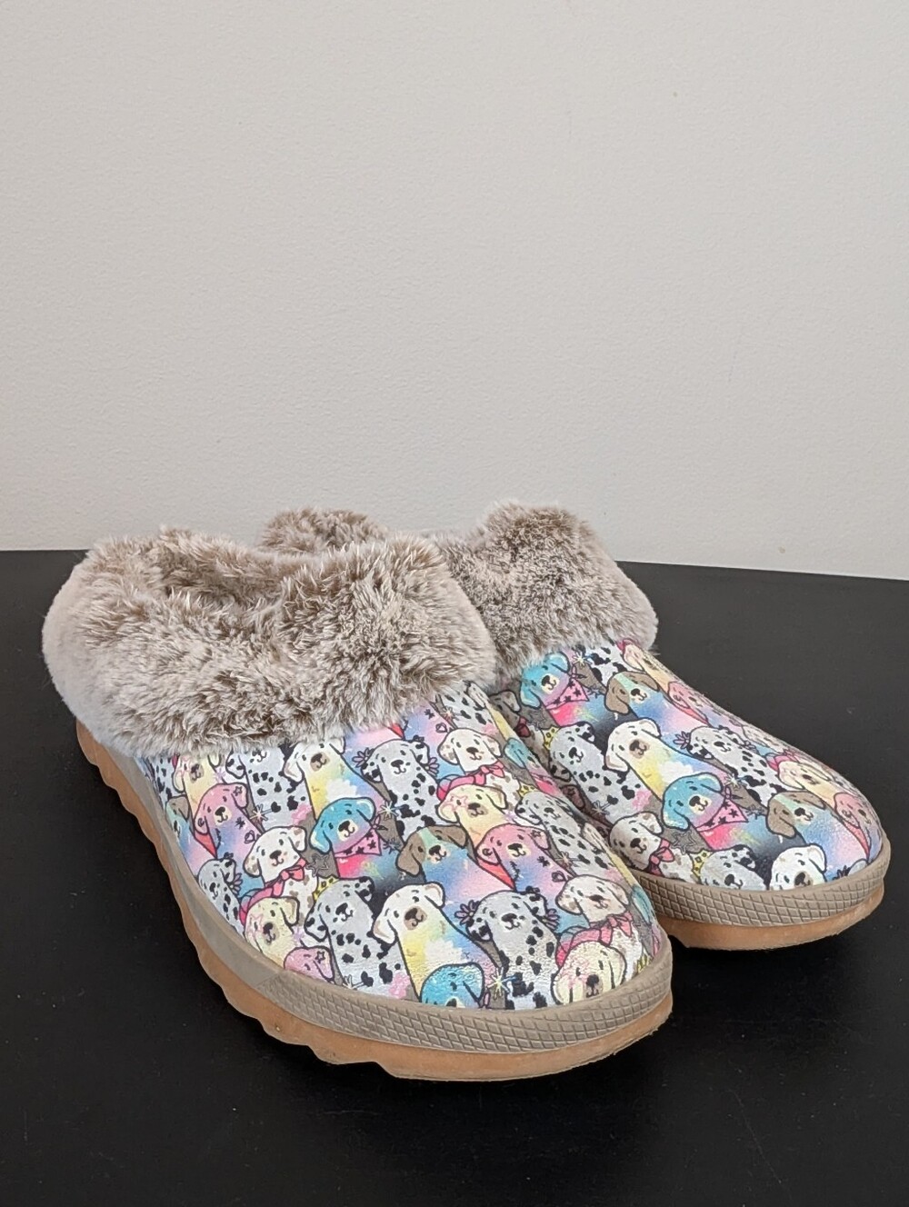 Skechers BOBS Cozy Chill‎ Cozy Spot Slippers Clogs Cartoon Dog Print Women's 7